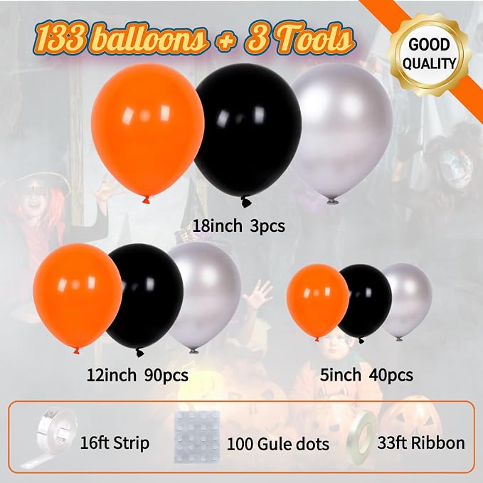 Halloween Balloon Arch Kit, 5/12/18 in, Trunk or Treat, Halloween Birthday & - Image 3