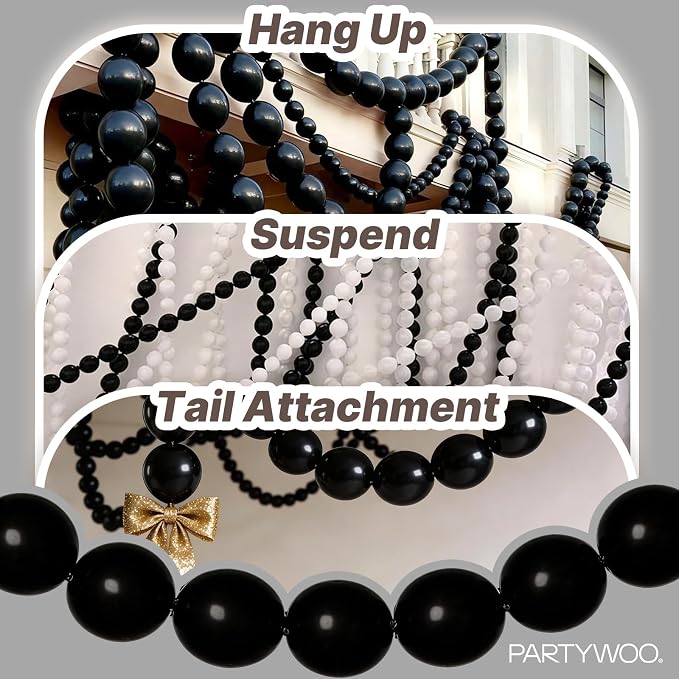 PartyWoo Black Linking Balloons 100pcs 6 Inch Black Link Balloons | - Image 6