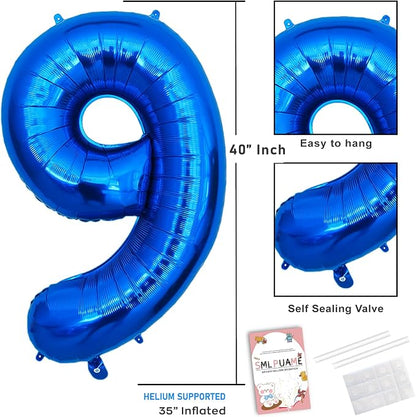 40 Inch Navy Blue 9 Balloon for 9th Birthday Party, Helium Giant Foil Number 9 - Image 5