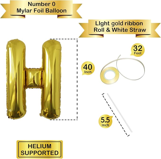 Letter Balloons Gold Party Balloon - Image 3