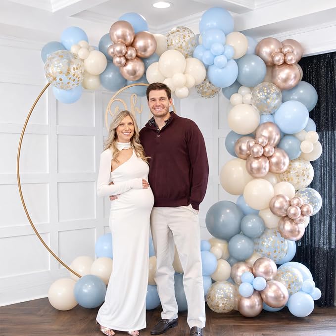 Dusty Blue and Gold Balloons - Image 4