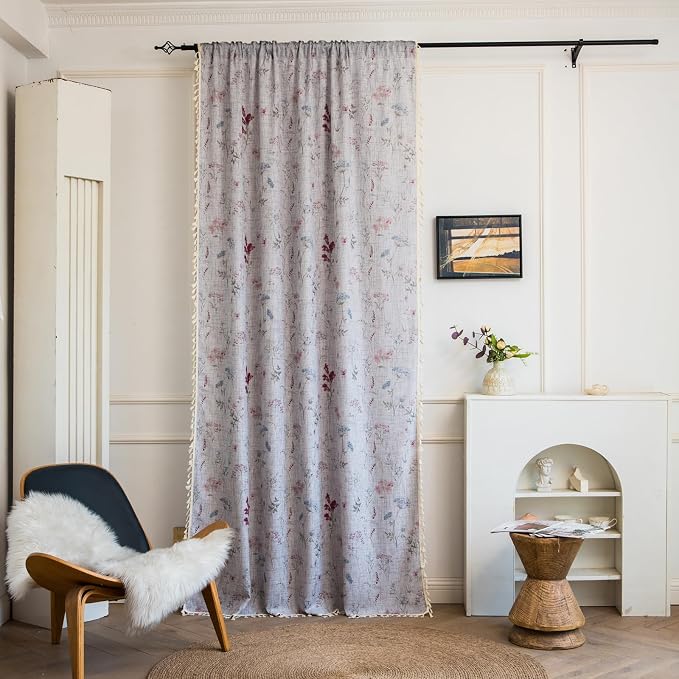 ENJOYBRIDAL Floral Curtains 63 Inch Long Semi Sheer Cute Drapes Light Filtering - Image 4