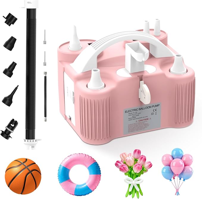 AXHJ Electric Balloon Pump, Portable Electric Air Balloon Pump Dual Nozzle Air by AXHJ