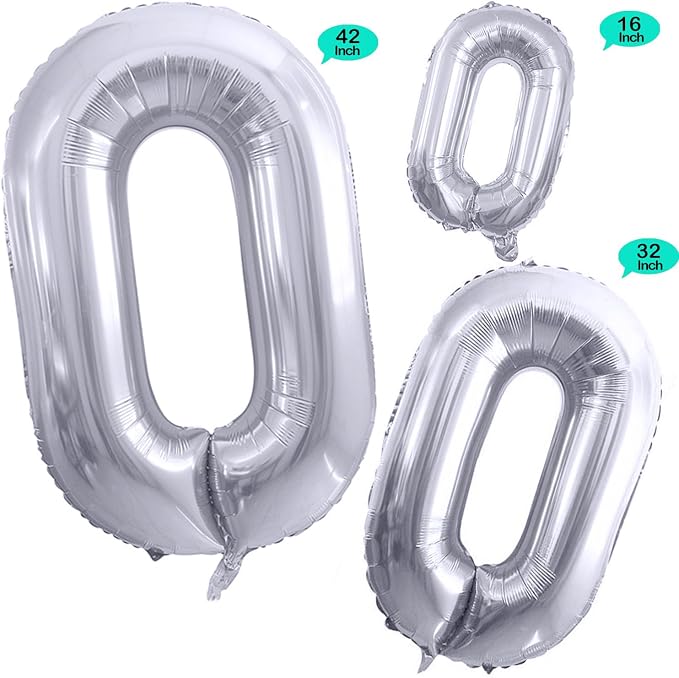 Silver Foil Balloons Number 0, Huge Number Balloons - Image 2