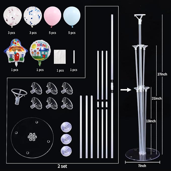 Welcome Home Balloons Table Centerpiece Stand Kit 2 Sets - Image 3