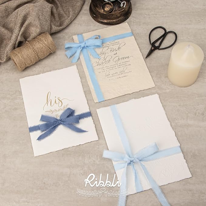 Ribbli 3 Rolls Blue Ribbon 5/8 Inch x 18Yards Light Blue Baby Blue Dusty Blue - Image 2