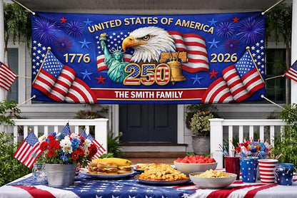 Personalized 250 Years of Freedom USA Banner 1776-2026, Patriotic American - Image 5