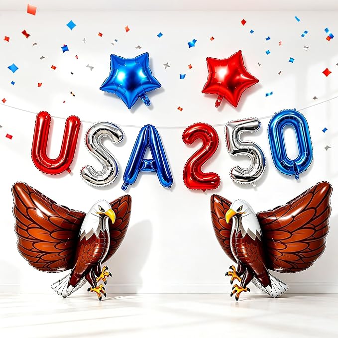 10PCS 4th of July Balloons Set, USA 250 Foil Letter Balloons by Unknown