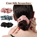 Mulberry Silk Hair Scrunchies, 3 Count, 100% Silk, No Damage for Frizz Prevention, Sleep and Night Scrunchie, Hair Accessories for Women (Black, Haze Blue, Rubber Red)