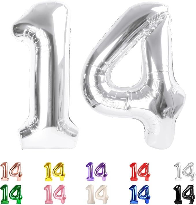 14 Balloon Numbers 40Inch for 14th Year Old Birthday Decorations, Inflation by Mluchee