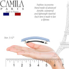Camila Paris CP3451 French Hair Barrette Clip for Girls Light Blue, Rubberized Metal Clasp Strong Hold Grip Hair Clips for Women, No Slip Durable and Styling Girls Hair Accessories, Made in France