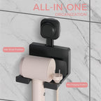 Hair Dryer Holder Wall Mounted - ABS Plastic Blow Dryer Holder Hair Tool Organizer with Wire/Plug Management, Self-Adhesive Design for Bathroom Cabinet Salon Home (Standard)