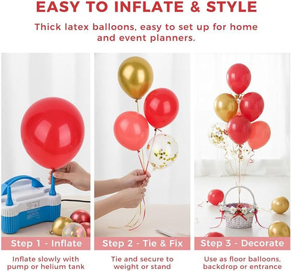 LovesTown 60PCS Red Gold Balloon Garland Kit - Image 6