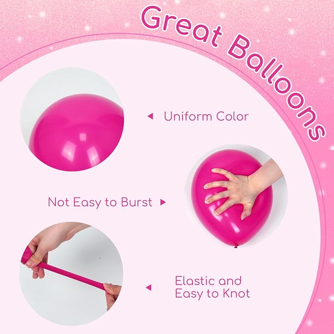 60pcs Hot Pink Balloons 12inch - Image 3
