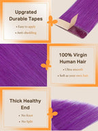 DOORES Hair Extensions Real Human Hair, Purple 22 Inch 30g 10pcs, Tape in Hair Extensions Real Human Hair Seamless Straight Remy Hair Extensions Tape ins