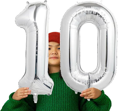 Number Balloons Silver Party Balloon - Image 3