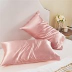 BEDELITE Satin Pillowcase for Hair and Skin, Super Soft and Cooling Similar to Silk Pillow Cases 2 Pack with Envelope Closure, Gift for Women Men(20"x40" King Size, Rose Pink)