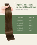 SURNEL Injected Seamless Tape in Hair Extensions 22 Inch #4 Chocolate Brown Invisible Tape in Extensions 20 Pcs 50g(#4,22)