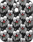 Extra Long Professional Salon Cape, Rose Flower Skull Love Skeleton Apron Haircuting Salon Cape Gown for Hair Cutting Styling