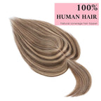 SEGO 100% Real Human Hair Toppers, with Air Bangs, Silk Base 150% Density, Clip in Topper, 2.7”x5.1”, HairPieces for Women, with Thinning/Hair Loss Cover Gray