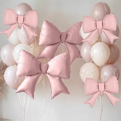 Pink Bow Foil Balloons 38in 21in Different Sizes Pink Bow Theme Coquette Party - Image 3