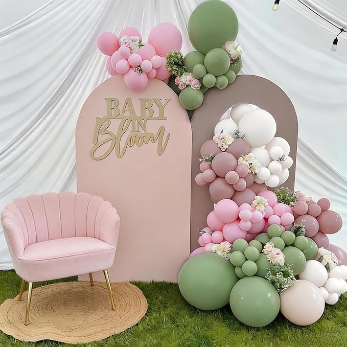 103pcs Pink and Green Balloon Garland Arch Kit, 18/12/10/5 Inch Sage Green Pink - Image 3