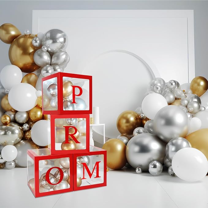 4 Pcs Prom Boxes with Letters 11.8 x 11.8 x 11.8 Inch Clear Prom Balloon Boxes - Image 6