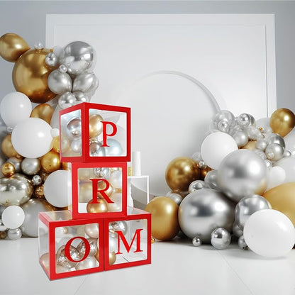 4 Pcs Prom Boxes with Letters 11.8 x 11.8 x 11.8 Inch Clear Prom Balloon Boxes - Image 6