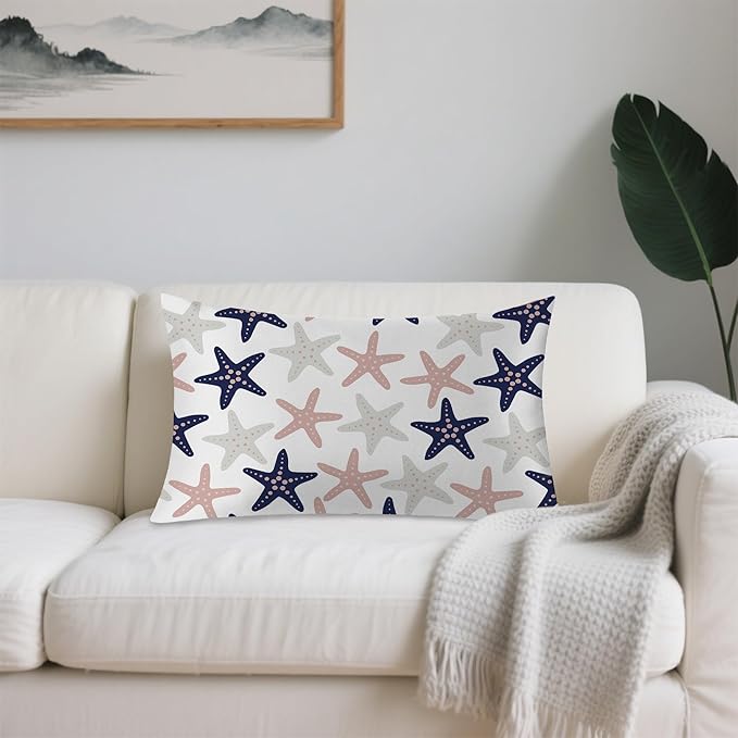 Satin Pillowcase 1 Pack-Sea Starfish Modern Silky Pillow Cover for Hair and Skin,Standard Size 20x26 Inch Soft Cooling Printed Pillow Cases with Hidden Zipper,Gifts for Women Men