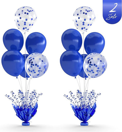 Royal Blue Balloon Table Centerpiece Kit, 2 Set Blue Balloon Stands by Besutolife