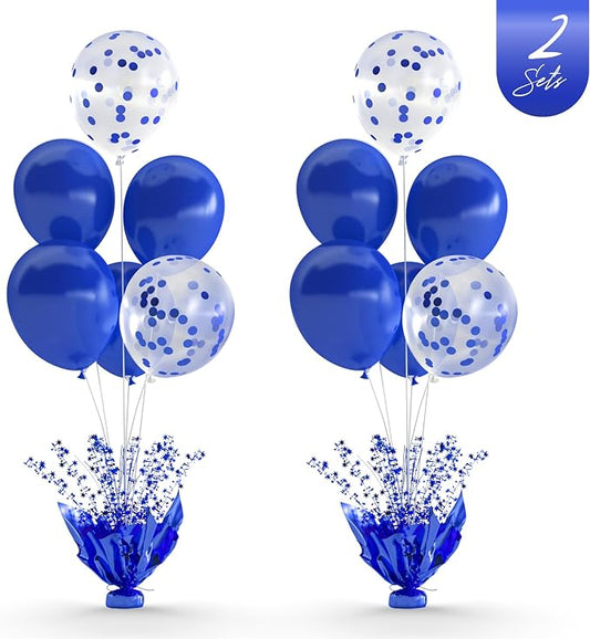 Royal Blue Balloon Table Centerpiece Kit, 2 Set Blue Balloon Stands by Besutolife