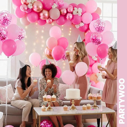 PartyWoo Pink and Gold Balloons 66pcs Metallic Gold Pearl Hot Pink Balloons | - Image 4