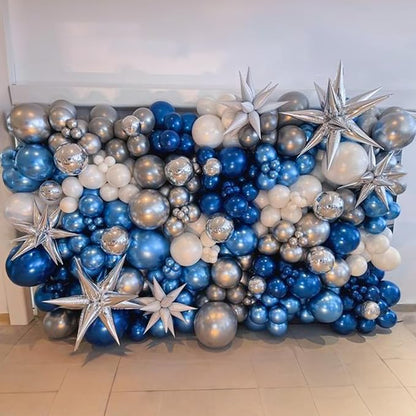 Blue White Silver Balloon Arch Kit - Image 5
