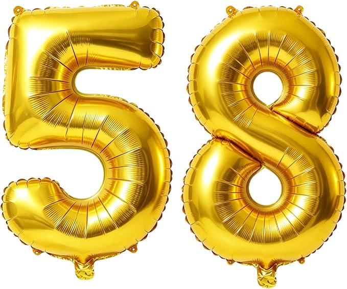 40 Inch Number 58 Balloons for 58th Birthday Party Decorations, 0-100 Gold by FOBELEC