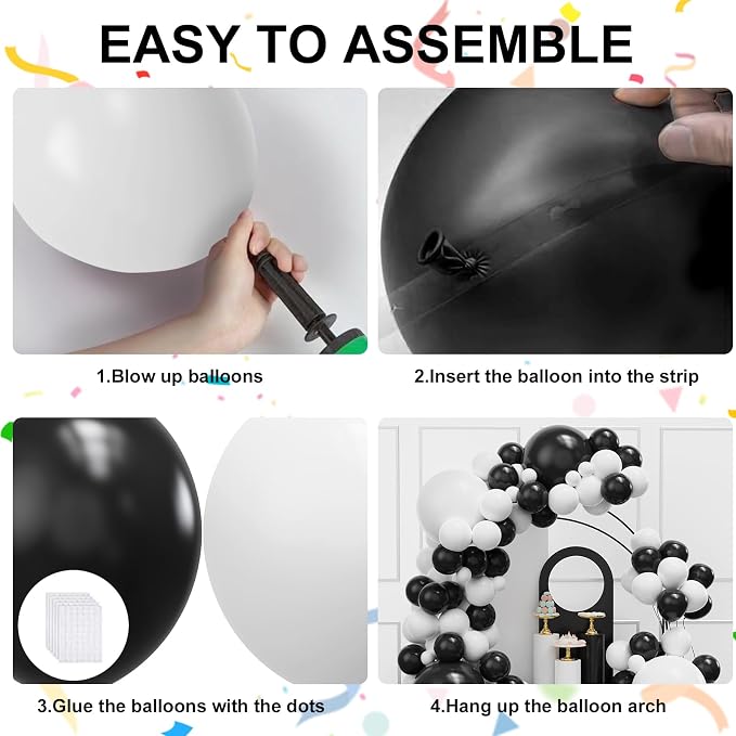 YMSZ Black and White Balloons Arch Kit - Image 3