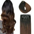 SURNEL Hair Extensions Clip Ins Balayage Natural Black to Chocolate Brown Clip in Hair Extensions 22 Inch 6pcs 120g(#1BT4,22'')