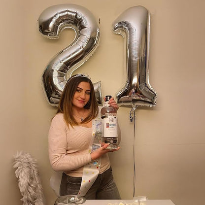 21 Balloons Number, Giant Silver Number 2 & 1 Helium Foil Balloon - Image 3