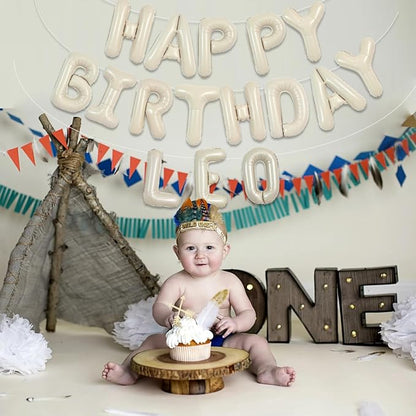 TONIFUL 65 Pcs Personalized Name Letter A-Z Balloons 16 Inch Cream White Happy - Image 5