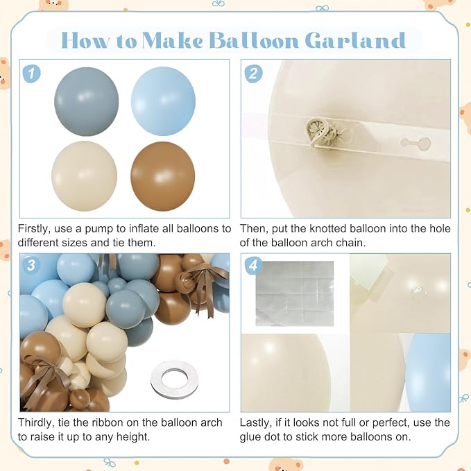 Dusty Blue Brown Balloon Arch Kit - Image 4