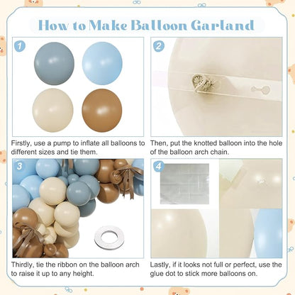 Dusty Blue Brown Balloon Arch Kit - Image 4