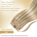 Ve Sunny Hair Extensions Ponytail Real Human Hair Wrap Around Clip in Ponytail Hair Extensions Straight Extensions Human Hair for Women Dark Golden Blonde Highlights 16inch 80G