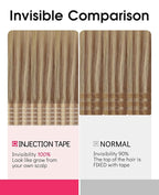 Youngsmile Injection Tape in Hair Extensions Human Hair Balayage #10/27/27 Golden Brown to Caramel Blonde 20pcs 30g 14 Inch Injected Tape in Hair Extensions Seamless Remy Human Hair (#10/27/27,14'')