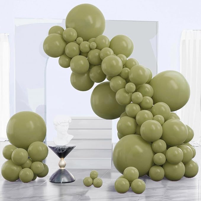 PartyWoo Sage Green Balloons 140pcs Olive Boho Green Color 18 12 10 5 Inch | 18 by PartyWoo