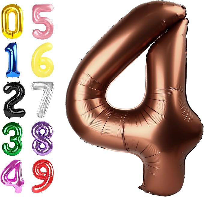 Number 3 Balloons 40 Inch Coffee Brown Balloon by Argthjy