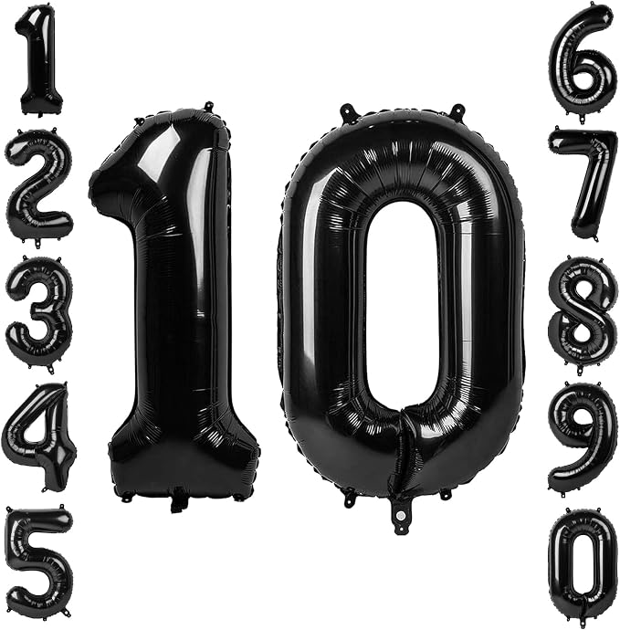 Black Number 10 Balloon 40 Inch, Foil Numeral by Unknown