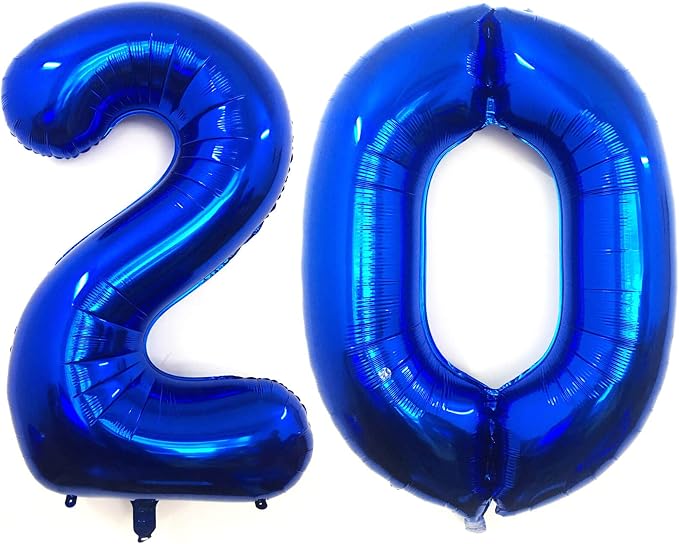40 Inch Navy Blue 20 Number Balloons Giant 20 Balloons Navy Blue Birthday 20 by LHOAVWE