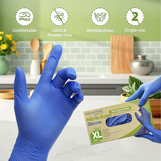 Jointown Biodegradable Nitrile Exam Gloves, Disposable Medical Surgical Gloves, Violet Blue Nitrile Glove, Latex Free, Food Safe, 1000 Count, XSmall