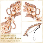 Joez Wonderful Rhinestone Hair Clip Sparkly Crystal Barrettes French Wedding Prom Engagement Pageant First Communion Hair Decorative Accessories for Women Long Hair (Bow Champagne 1 Pcs)
