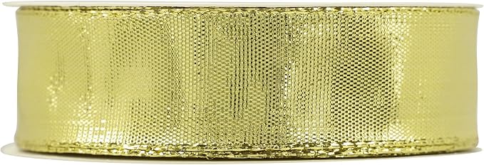 Gold Metallic Wired Ribbon 1 Inch x 25 Yards, Woven Ribbon - Image 8