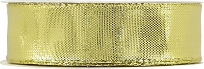 Gold Metallic Wired Ribbon 1 Inch x 25 Yards, Woven Ribbon - Image 8